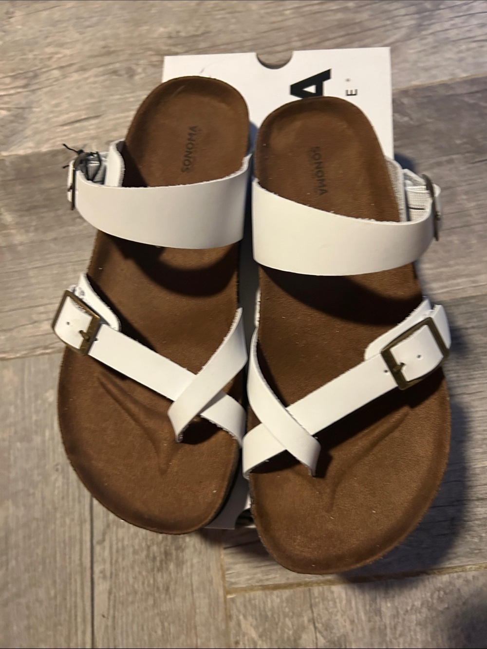 Sonoma White Crisscross Buckle Sandals